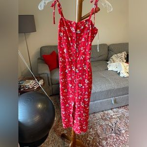 Red floral dress